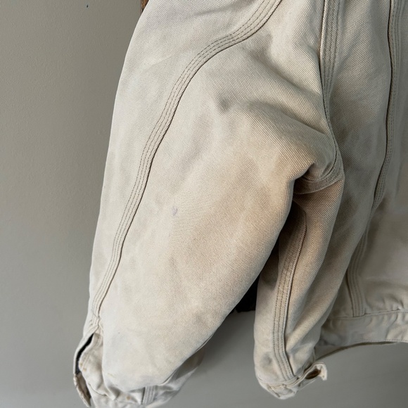 Men's Carhartt Lined Jean Jacket with Corduroy Collar Cream - Picture 7 of 8